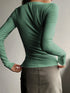 'Elara' Ribbed Half Button Long Sleeve Shirt - Celes Fashion